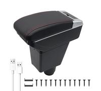 KAERGK Auto Armlehnen für Renault Dacia Sandero 2 Stepway Logan 2 Mittelkonsolen für Kfz Doppelter Stauraum mit Getränkehalter 7 USB-Anschlüsse Hintere Utility-Box Einfache Montage (Rote Linie)