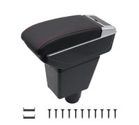 KAERGK Auto Armlehnen für Renault Dacia Sandero 2 Stepway Logan 2 Mittelkonsolen für Kfz Doppelter Stauraum mit Getränkehalter Hintere Utility-Box Einfache Montage (Rote Linie)