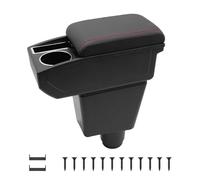 KAERGK Auto Armlehnen für Renault Dacia Sandero 2 Stepway Logan 2 Mittelkonsolen für Kfz Doppelter Stauraum mit Getränkehalter Einfache Montage Bequemes und strapazierfähiges Leder Schwarz