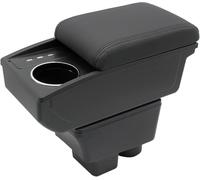 KAERGK Auto Armlehnen für Skoda Fabia 2 2008-2014 Mittelkonsolen für Kfz Doppelter Stauraum mit Getränkehalter 3 USB-Anschlüsse Bequemes und Haltbares Leder Einfache Montage (Schwarze Linie)