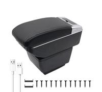 KAERGK Auto Armlehnen für Skoda Fabia 3 2015-2017 Mittelkonsolen für Kfz Doppelter Stauraum mit Getränkehalter 7 USB-Anschlüsse Hintere Utility-Box Einfache Montage (Schwarze Linie)