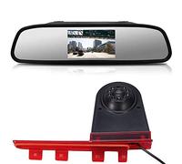 Kalakus Bremsleuchte Kamera Wasserdicht Nachtsicht Rückfahrkamera Transporter Rückfahrsystem+4.3" Zoll LCD Rückspiegel für VW T5 T6 ab 2010 Nachrüstung in 3.Bremsleuchte Caravelle Multivan Van