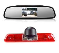 Kalakus HD 4.3 Zoll Rückspiegel+ im 3.Bremslicht Bremsleuchte Rückfahrkamera Einparkhilfe Kit für Peugeot Expert 2007-2016/Fiat Scudo 2007-2016/Citroen Jumpy 2007-2016