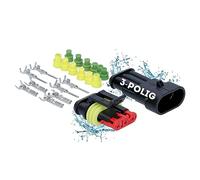 Kalitec KALI-1003 Superseal Set 3-Polig I KFZ Steckverbinder | Wasserdicht IP67 | Öl- und kraftstoffbeständig | Gehäuse PA GF | Für Auto, Motorrad, Maschinenbau