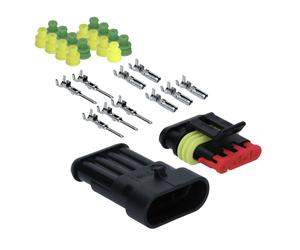 Kalitec KALI-1004 Superseal Set Steckverbinder schwarz 4-polig 0,75-1,5mm² KFZ Stecker wasserdicht