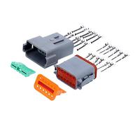 Kalitec KALI-1212 DEUTSCH DT Steckverbinder Set 12 polig I Wasserdicht IP68 I Deutsch Stecker KFZ für Motorrad, Auto I Leiterquerschnitt 0,75-2 mm² 18-14 AWG I glasfaserverstärktes Polyamid PA-GF