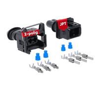 Kalitec KALI-1302 JPT Stecker Set 2-polig 0,5-1 mm² KFZ Flachstecker mit Buchse inkl. Kontakte 24V schwarz Typ C