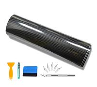 Kaliwa Auto Folie, selbstklebend Autofolie aus Vinyl, flexibel Auto Shutz Folie (6D Schwarz 30 * 152)