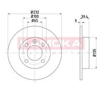 KAMOKA 2x Bremsscheibe hinten Ø232 mm Voll für Seat Ibiza II 6K1 1.4i 1.0i