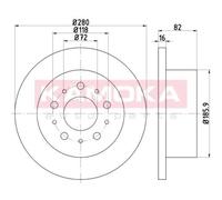 KAMOKA 2x Bremsscheibe hinten Ø280mm Voll für Fiat Ducato Kasten 250 120
