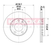 KAMOKA 2x Bremsscheibe vorne Ø239 mm belüftet für VW Polo 9N_ 1.2 12V 1.4 16V