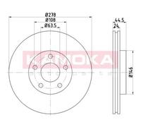KAMOKA 2x Bremsscheibe vorne Ø278mm belüftet für Ford Transit Connect P65_