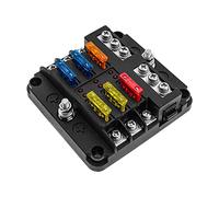 KAOLALI 6 Fach Sicherungshalter, KFZ Sicherungskasten ATO 12V/24V, ATO Sicherungskasten kfz Sicherungsblock mit Positiven/Negativen Polen mit LED-Anzeige für KFZ Boot LKW RV Van