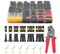 KAOLALI 796 Stück Kfz Stecker Wasserdicht Kit, Kfz Steckverbinder 12v mit Crimpzange, Kfz Stecker 1/2/3/4/5/5/6 Polig, mit Crimpzange, für Autos, LKW, Motorräder, Schiffe (1-6P + Krymptång)
