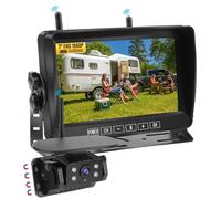 KAOLALI Solar Rückfahrkamera Kabellos mit 7" 1080P Monitor, 9600mAh Wiederaufladbare Batterie Magnetische Rückfahrkamera Funk, DIY Installation, Monitor Videoaufzeichnung für LKW Wohnmobil Auto