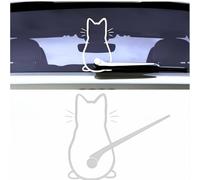 Katzen-Auto-Scheibenwischer-Aufkleber, lustige Katze, beweglicher Schwanz, Heckscheibenwischer-Dekoration, reflektierender Tier-Aufkleber, wasserdichte Aufkleber für Scheibenwischer, Weiß