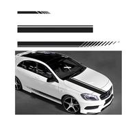 KBDDM Auto Motorhaube Vinyl Streifen Aufkleber für Seat Ibiza (2017+), Auto Streifenaufkleber Autorennen Sport Karosserie Seite Streifen Aufkleber Dekoration Zubehör,A-Black