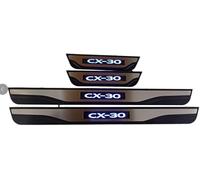 KDUSNA 4 Stück Edelstahl Auto Einstiegsleisten mit LED-Licht für Mazda CX-30 CX30 2020-2025, Einstiegsleisten Pedal Protect Strips Einstiegsleisten Einstiegsleisten Aufkleber