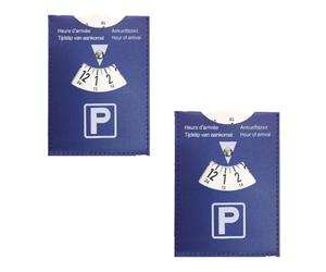 KeDeFenWen 2 Stück Parkscheibe Auto,Parkuhr Auto,Parkscheiben Kunstleder PU-Leder,Parking Disc Temporäre,Mechanische Parkscheibe Österreich,Blaue 11x15 cm Universell für Autos und Motorrad
