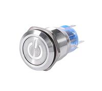 Keenso 19mm 12V-24V Auto Power Druckschalter wasserdicht Metall LED-Tastenschalter selbstsichernde Rast Druckknopf Schalter 1NO1NC(Weiß)