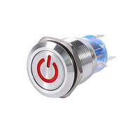 Keenso 19mm 12V-24V Auto Power Druckschalter wasserdicht Metall LED-Tastenschalter selbstsichernde Rast Druckknopf Schalter 1NO1NC(Rot)