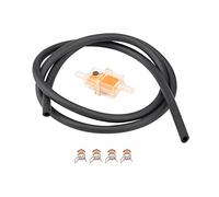 Keenso Motorrad Kraftstofffilter Kit, Universal Motorrad 6mm Kraftstofffilter + 1m Benzinschlauch + Schlauchklemme Universell für Motorrad, Roller(Rot)