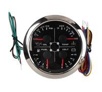 Keenso Kraftstoffstandsanzeige, 4in1 85 Mm Anzeige Multifunktions-Kraftstoffstand Öldruck Wassertemperatur Voltmeter DC 9 Bis 32 V für Auto Wohnmobil Boot Motorrad (Schwarz °F/PSI) Instrumententafeln