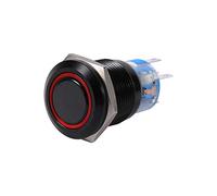 Keenso LED Drucktaster, 19mm 12V-24V Metall LED Ein/Aus Selbstsichernde Druckknopf Wasserdicht 12V-24V Schalter Drucktaste (1 Stk. Rot)