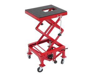 KenSyuInt Rot Motorrad-Hebebühne, Hydraulische Mittelständer-Hebebühne mit 4 Rädern Tragfähigkeit 200kg, für Garage, Werkstattm, Rennstrecke 41 * 34cm