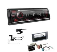 Kenwood KMM-BT408DAB 1-DIN Digital Media Receiver Autoradio DAB+ Bluetooth USB Einbauset passend für Ford Focus II 2004-2008 dunkelsilber/anthrazit