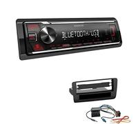 Kenwood KMM-BT209 1-DIN Autoradio Media Receiver Bluetooth USB AUX mit Einbauset kompatibel mit Audi A1 ab 2010 schwarz ohne Canbus