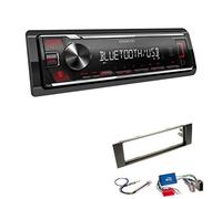 Kenwood KMM-BT209 1-DIN Autoradio Media Receiver Bluetooth USB AUX mit Einbauset kompatibel mit Audi A3 2003-2006 schwarz
