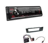 Kenwood KMM-BT209 1-DIN Autoradio Media Receiver Bluetooth USB AUX mit Einbauset passend für BMW 3er E90 E91 E92 E93 2005-2013 schwarz
