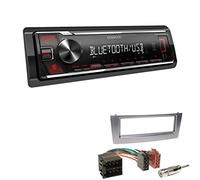 Kenwood KMM-BT209 1-DIN Autoradio Media Receiver Bluetooth USB AUX mit Einbauset passend für FIAT Grande Punto 2005-2010 anthrazit metallic
