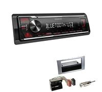 Kenwood KMM-BT209 1-DIN Autoradio Media Receiver Bluetooth USB AUX mit Einbauset passend für Ford Focus II 2004-2008 Silber