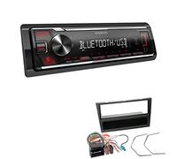 Kenwood KMM-BT209 1-DIN Autoradio Media Receiver Bluetooth USB AUX mit Einbauset passend für Opel Corsa C 2004-2006 schwarz