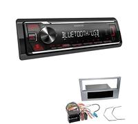 Kenwood KMM-BT209 1-DIN Autoradio Media Receiver Bluetooth USB AUX mit Einbauset passend für Opel Corsa D 2006-2014 matt Chrom