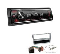 Kenwood KMM-BT209 1-DIN Autoradio Media Receiver Bluetooth USB AUX mit Einbauset passend für Opel Corsa C 2000-2004 matt Chrom