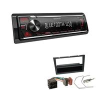 Kenwood KMM-BT209 1-DIN Autoradio Media Receiver Bluetooth USB AUX mit Einbauset passend für Opel Corsa C 2000-2004 Charcoal