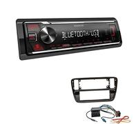 Kenwood KMM-BT209 1-DIN Autoradio Media Receiver Bluetooth USB AUX mit Einbauset passend für Volkswagen VW Up Baujahr 2011 bis 2016 Piano Black