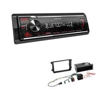 Kenwood KMM-BT209 1-DIN Autoradio Media Receiver Bluetooth USB AUX mit Einbauset passend für Volkswagen VW Golf V 2003-2013 schwarz