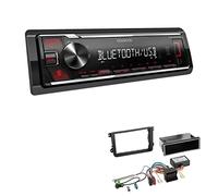 Kenwood KMM-BT209 1-DIN Autoradio Media Receiver Bluetooth USB AUX mit Einbauset passend für Volkswagen VW Polo 6R 2009-2014 schwarz inkl Canbus