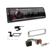 Kenwood KMM-BT408DAB 1-DIN Digital Media Receiver Autoradio DAB+ Bluetooth USB Einbauset passend für Alfa Romeo 147 2000-2010 Silber