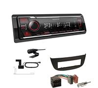 Kenwood KMM-BT408DAB 1-DIN Digital Media Receiver Autoradio DAB+ Bluetooth USB Einbauset passend für Renault Twingo II 2007-2014 schwarz