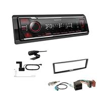 Kenwood KMM-BT408DAB 1-DIN Digital Media Receiver Autoradio DAB+ Bluetooth USB Einbauset passend für Renault Megane II 2003-2009 schwarz