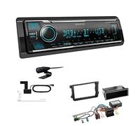 Kenwood KMM-BT508DAB 1-DIN Digital Media Receiver Autoradio DAB+ Bluetooth Amazon Alexa Einbauset passend für Skoda Yeti ab 2009 schwarz inkl Canbus