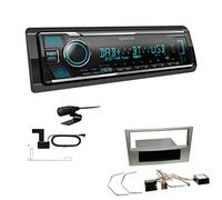 Kenwood KMM-BT508DAB 1-DIN Digital Media Receiver Autoradio DAB+ Bluetooth Amazon Alexa Einbauset passend für Opel Astra H Twin Top 2006-2010 Satin Stone inkl Canbus