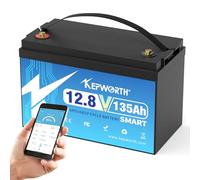 KEPWORTH 135Ah 12V LiFePO4 Batterie, Lithium Akku mit 100A BMS, Max. 15000 Zyklen, Perfekter Ersatz für Blei-Säure für Wohnmobile, Solaranlage, Boot, Solarpanel Kit,Camping
