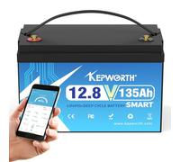 KEPWORTH LiFePO4 135Ah 12.8V Batterie Bluetooth Lithium Batterie 100A BMS, 4000-15000 Zyklen Deep Cycle akku, Perfekter Ersatz für Blei-Säure Batterien für wohnmobil, Camping, Solar, Boot