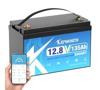 KEPWORTH Lithium Batterie 12V 135Ah 1728Wh LiFePO4 Deep Cycle Batterien, 135A Bluetooth BMS, perfekt für Wohnmobil,Solarpanel Kit,Boot,Solaranlage Komplettset
